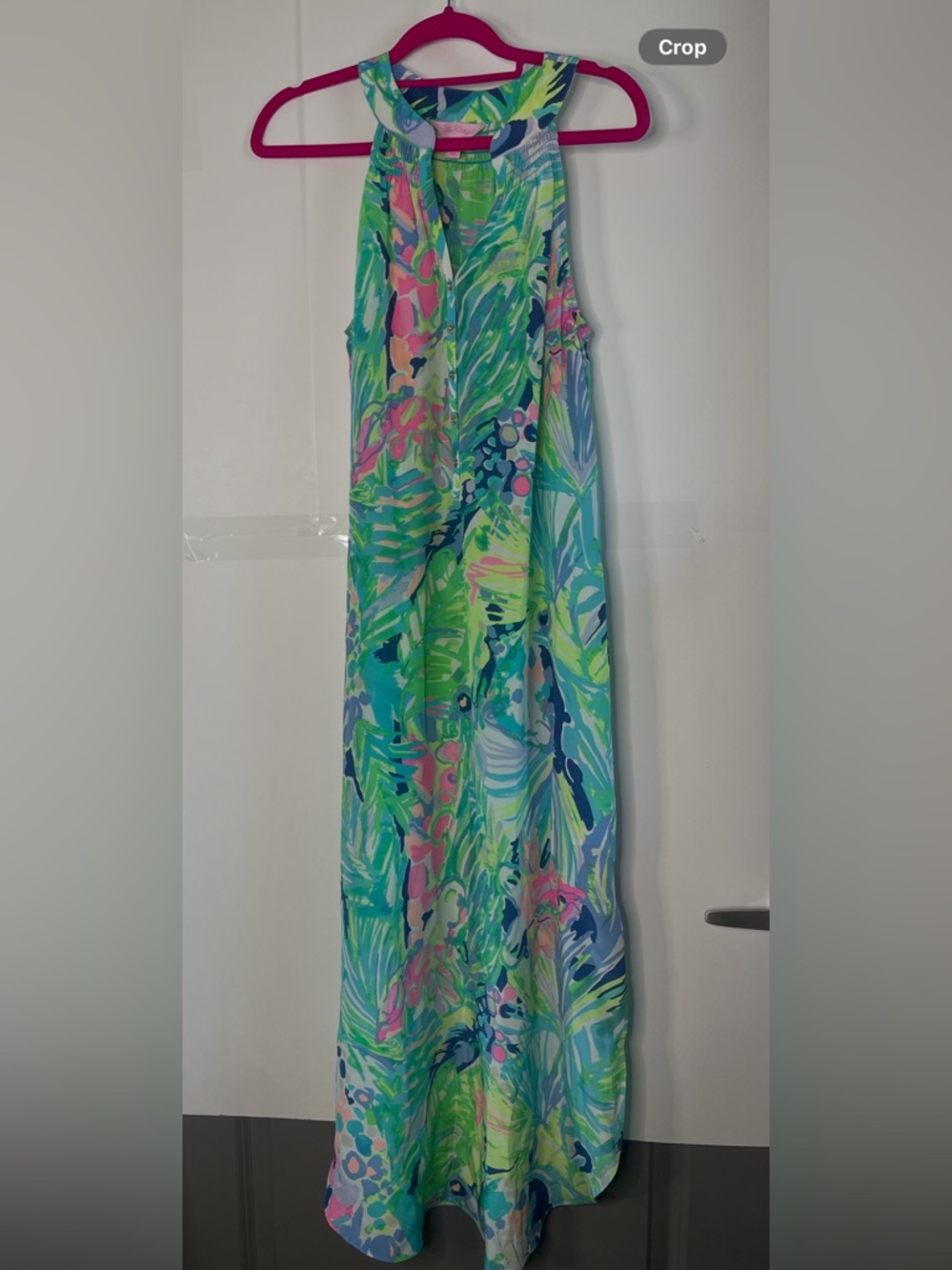 Lilly Pulitzer Green Blue Pink Tropical Print Maxi Dress